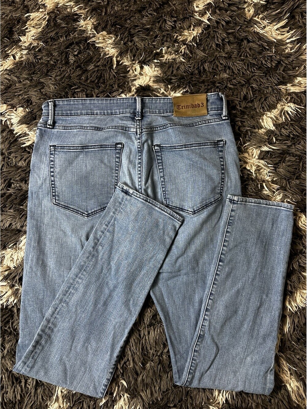 Trinidad3 Mens Size 33 Light Wash Slim Straight Leg Denim Jeans Made in USA